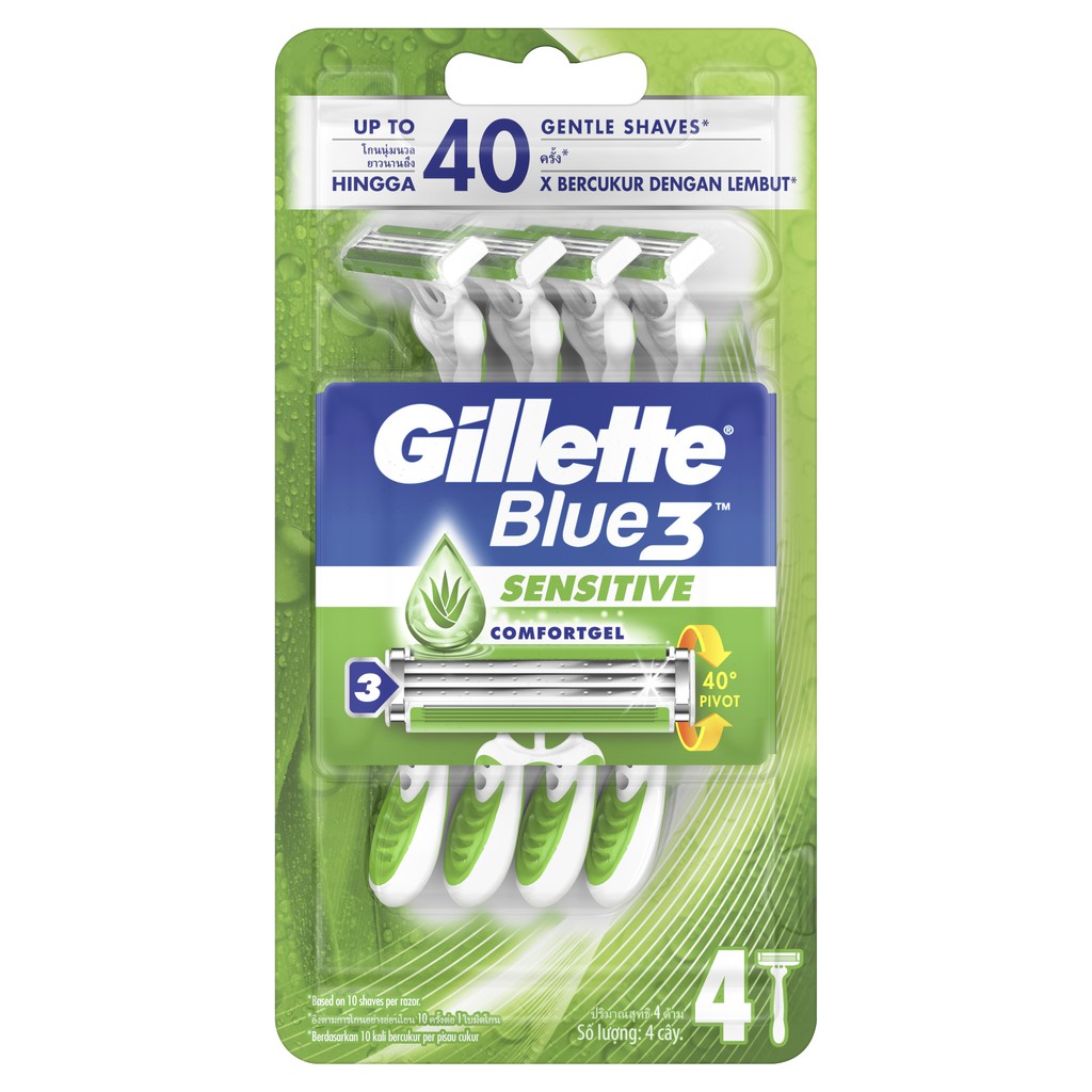 Dao cạo râu Gillette Blue 3 Sensitive (Gói 4)