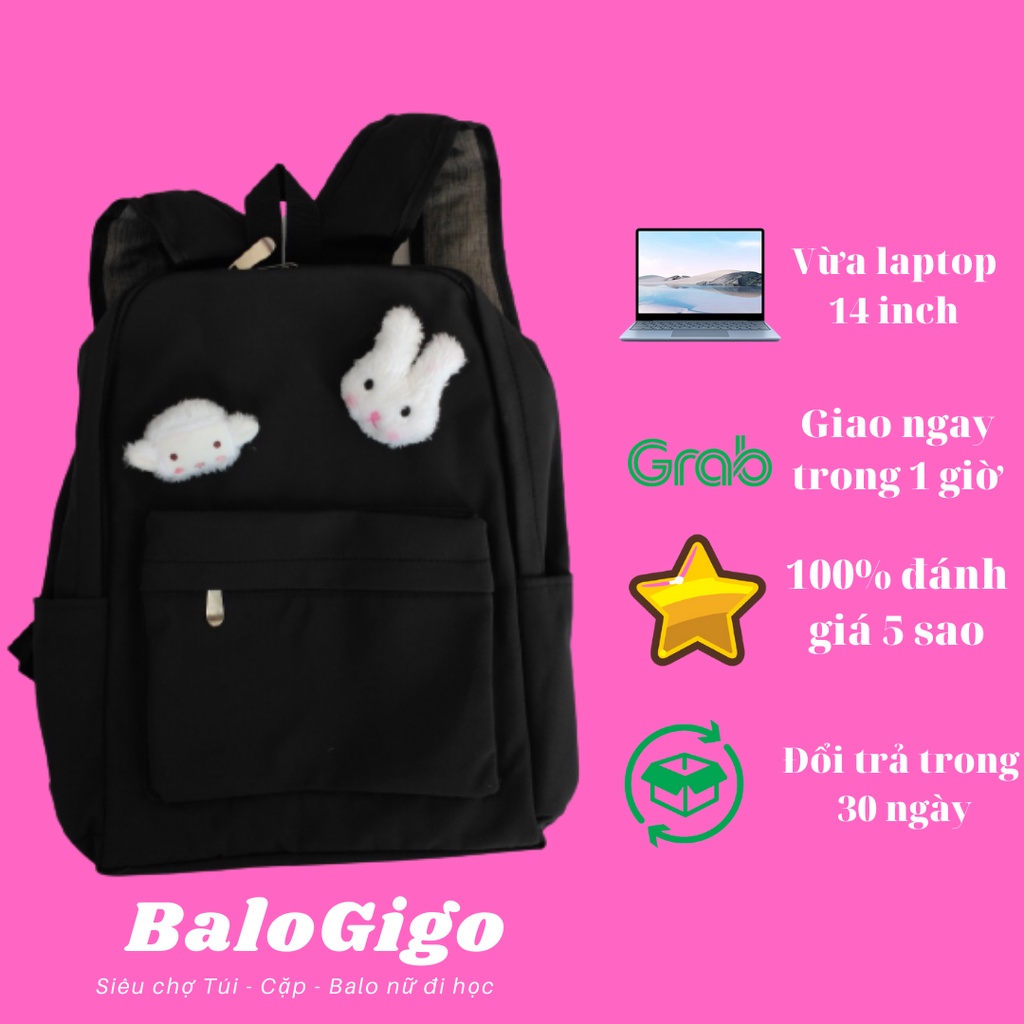 Balo Basic đơn giản màu đen cho học sinh sinh viên đi học G215 - BaloGigo