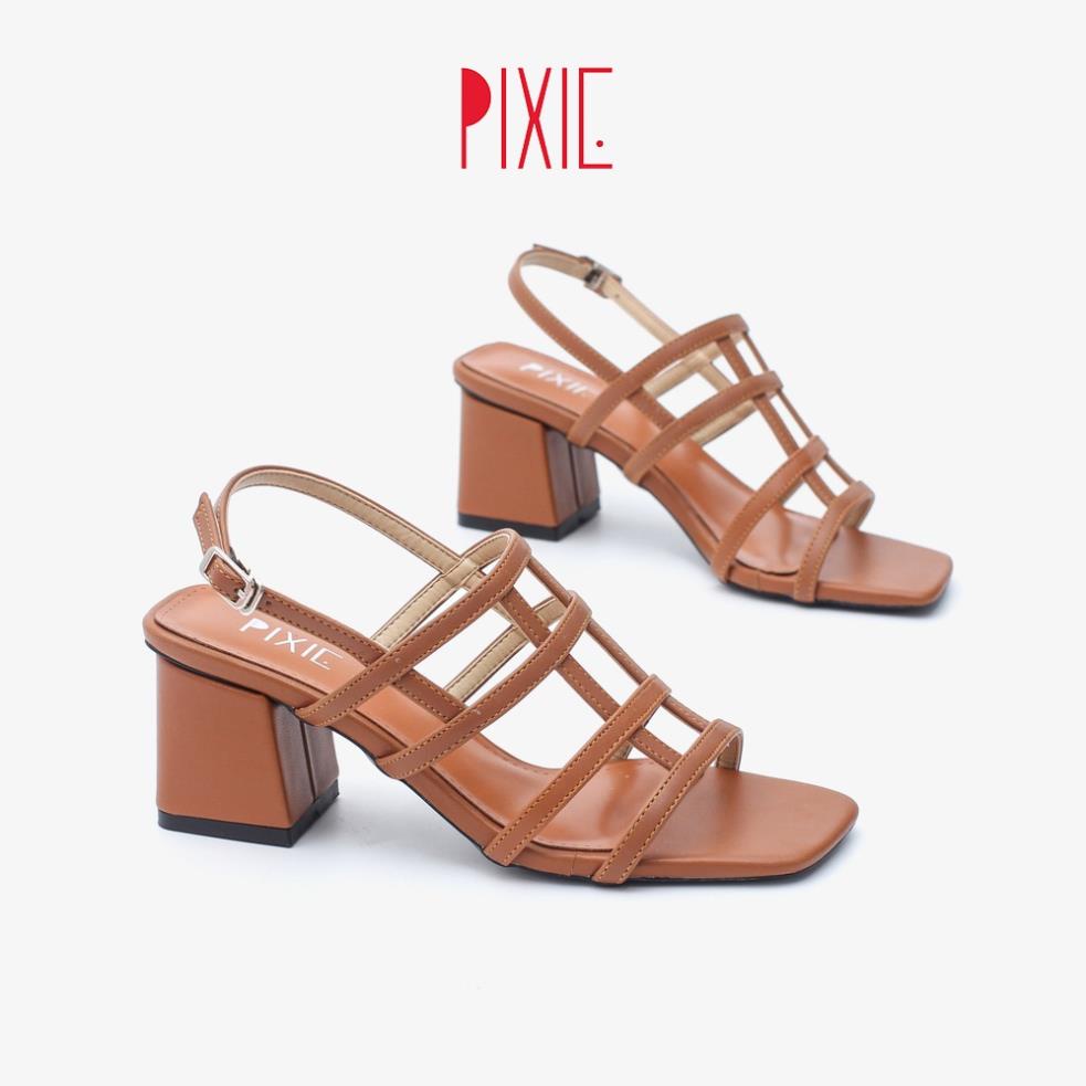 Giày Sandal Cao Gót 5cm Đế Vuông Dáng Rọ Pixie X581 LH