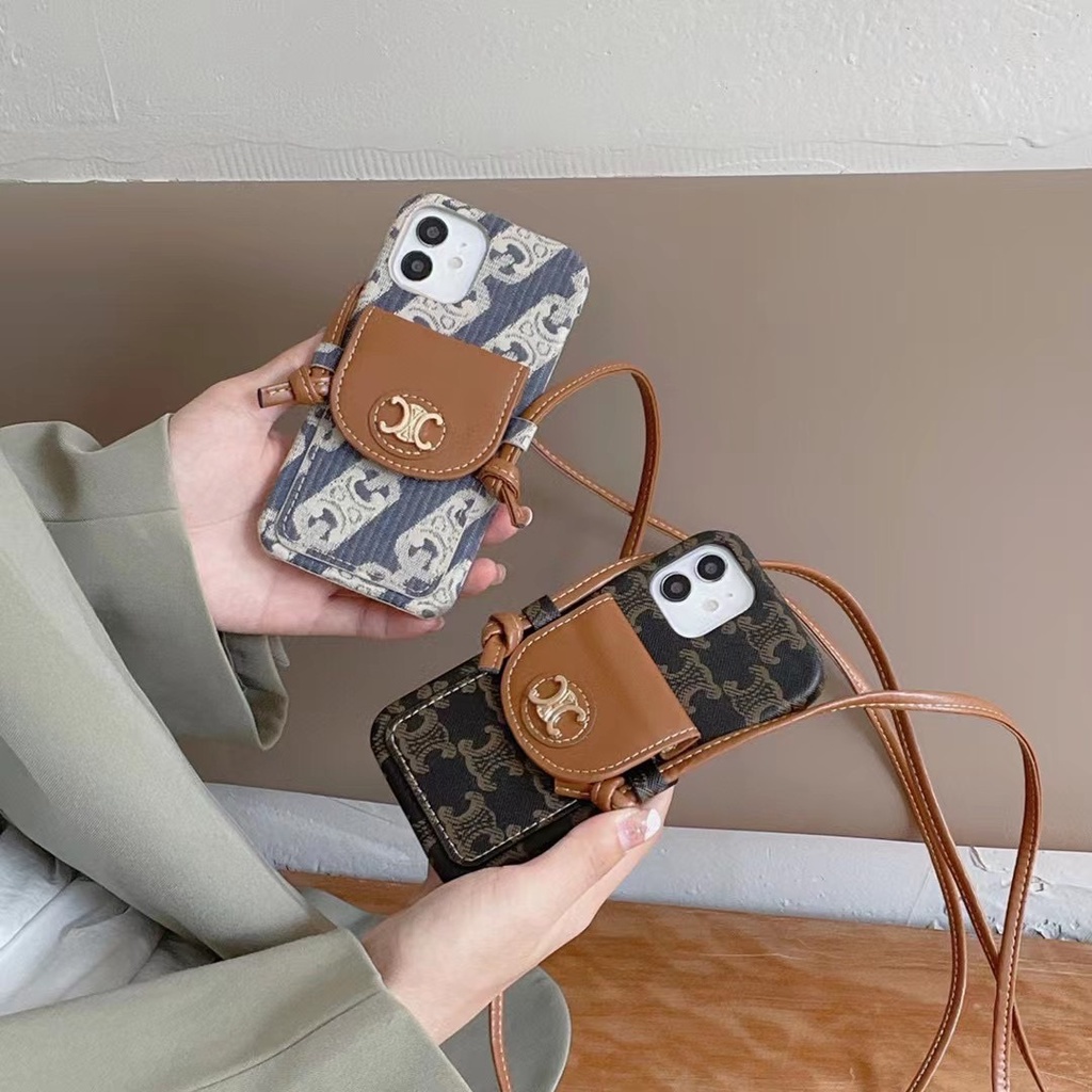 IPhone13pro Max Ốp Điện Thoại Da Dạng Ví Có Dây Đeo Chéo Cho Iphone 14 12Promax 12mini 11promax 11pro Iphonexsmax Xr X 7 7plus 8 8plus