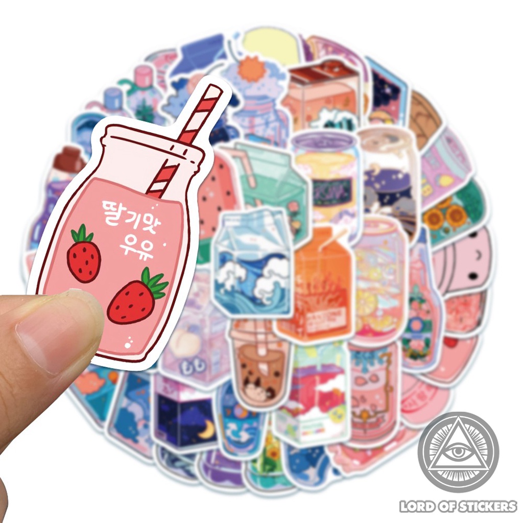 Set 50 Nhãn Dán Dễ Thương Phong Cách Nhật Bản Cute Soft Drink Sticker Chống Thấm Nước Trang Trí Mũ Bảo Hiểm, Laptop, Sổ