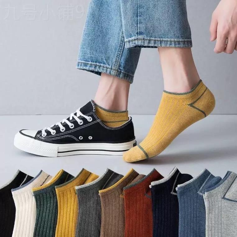 Tất kẻ nam nữ cổ ngắn Softie thể thao thời trang cao cấp khử mùi kháng khuẩn tt1