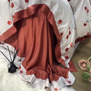 Bộ Chăn Ga Gối Lụa Tencel 60s "Cherry Đỏ" 4 món