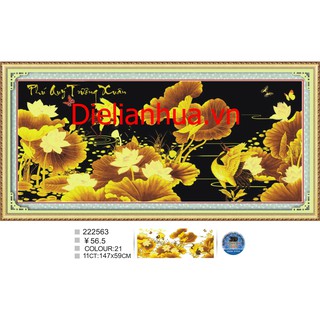 Tranh thêu chữ thập 3D Phú Quý Cát Tường. Kích thước:147x59cm