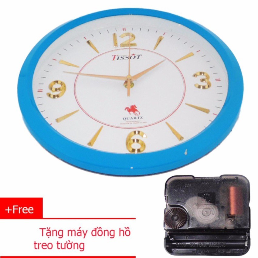 Đồng Hồ Treo Tường Tròn TISSOT (S8) 30cm (Xanh dương) + Tặng Máy đồng hồ treo tường