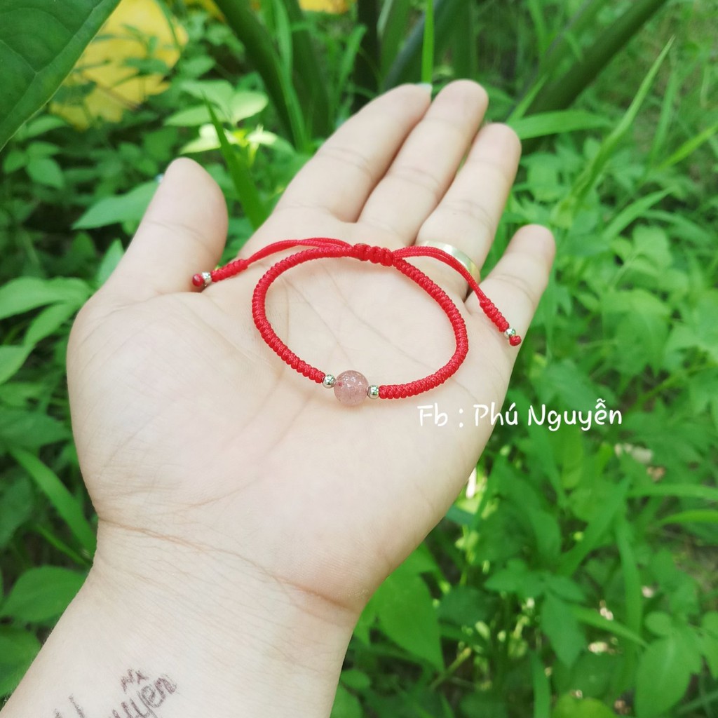 Vòng Tay Đa Thach Anh Dâu Tây ( thông báo size cổ tay )