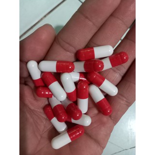 200 vỏ nhộng màu đỏ trắng, vỏ nang cứng, vỏ nhộng gelatin size 0