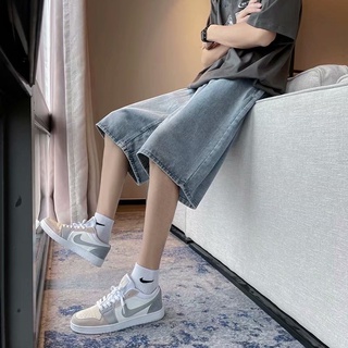 Quần Short Denim Ống Rộng 5 Tấc Phong Cách Retro Đường Phố Cho Nam