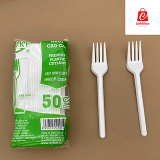 Dĩa Dùng 1 Lần  + Combo 50 chiếc + Màu Trắng Đục + Cam Kết đảm bảo an toàn vệ sinh thực phẩm + SP011 +Dĩa Uy Kiệt + Nĩa