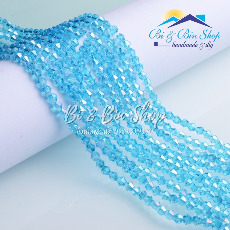 [3.1] 120 Viên Pha Lê Nón 3mm Màu Ánh Cừ Đính Kết Trang Phục, Làm Trang Sức Handmade