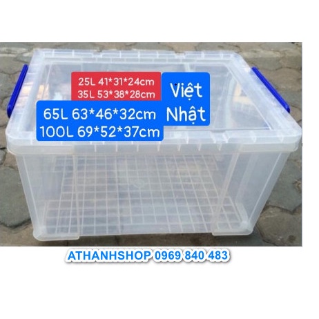 65L THÙNG NHỰA VIỆT NHẬT TRONG SUỐT ⚡️SIÊU BỀN ⚡️đựng đồ đa năng 65L