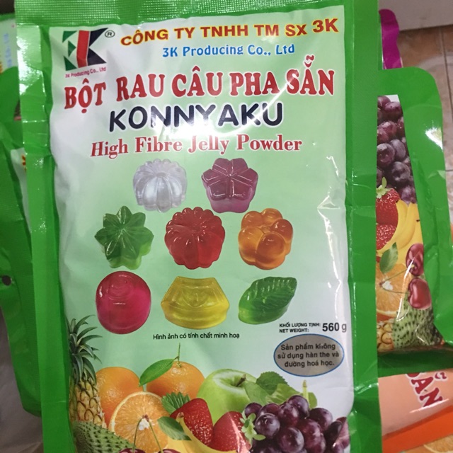 Bột rau câu pha sẵn Konnyaku hương lá dứa 560g
