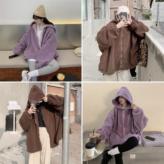 [SIÊU XINH] Áo khoác GẤU LÔNG trơn ulzzang đôi nam nữ unisex form rộng dây kéo zip dày giá rẻ đẹp (Sỉ từ 5sp bất kì)