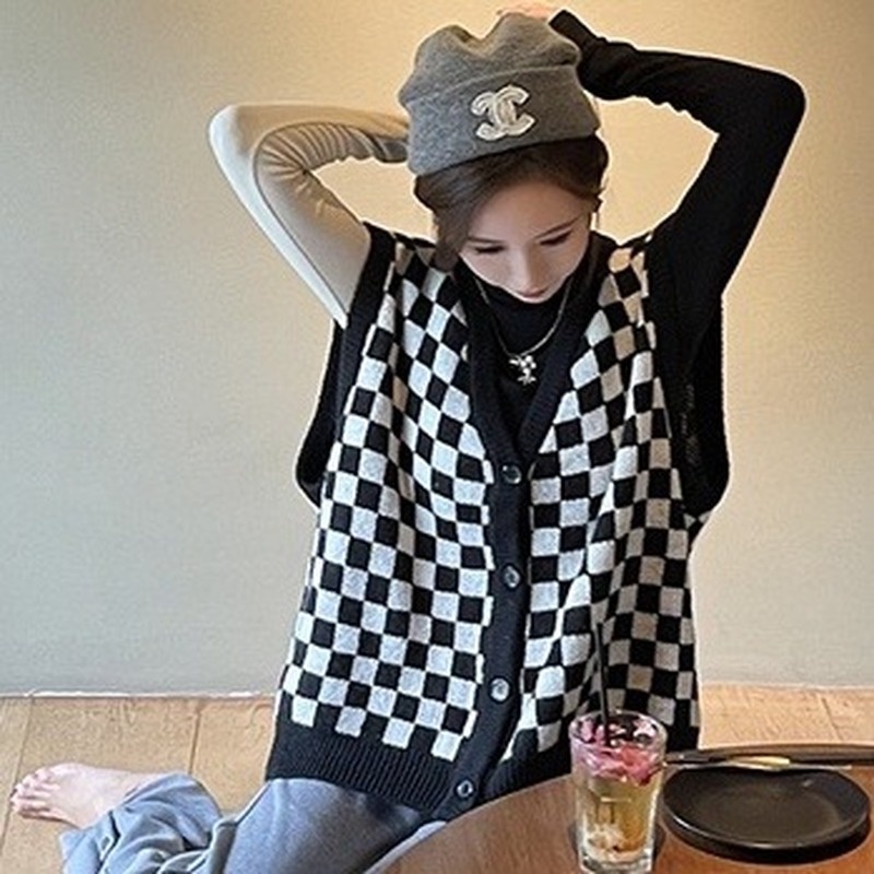 Áo cardigan dệt kim kẻ caro thời trang 211201
 | BigBuy360 - bigbuy360.vn