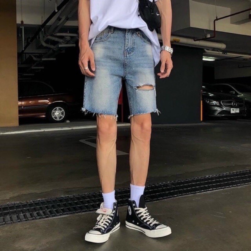 QUẦN SHORT JEANS RÁCH 2 màu ( hình chụp thật )