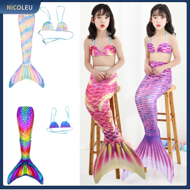 Nicoleu | Bộ Bikini 2 Mảnh Nhiều Màu Sắc Cho Bé Gái 3-12 Tuổi