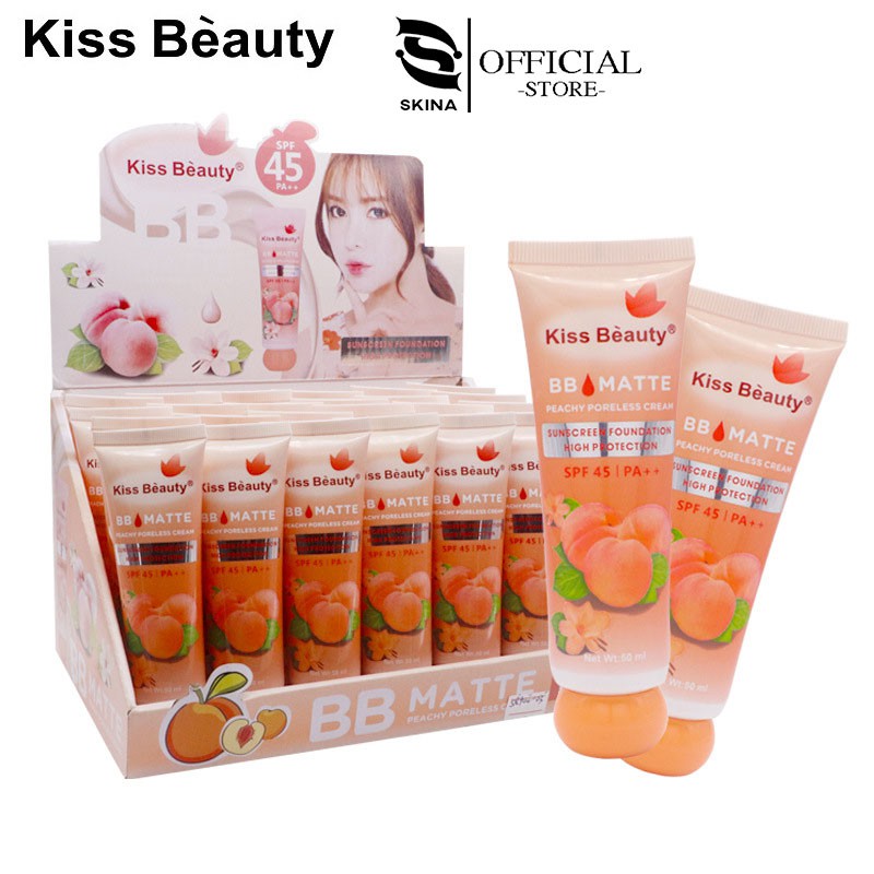 Kem nền BB Cream đào 2in1 của Kiss Beauty (có chống nắng SPF45 và che khuyết điểm)