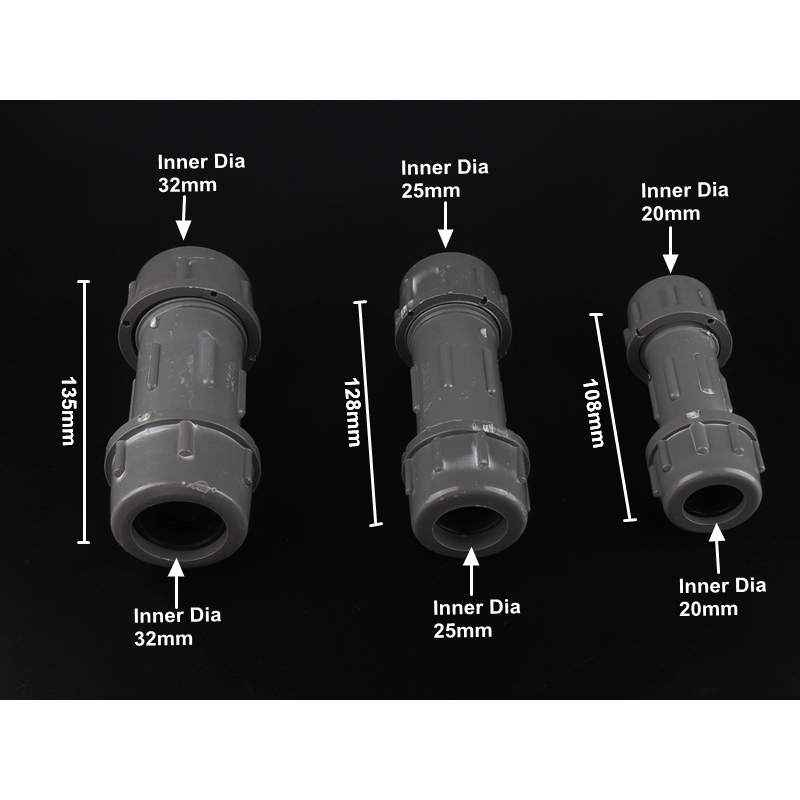Bộ 2 Đầu Nối Ống Nước Bằng Nhựa pvc Màu Trắng / Xám Đường Kính Trong 20 / 25 / 32mm