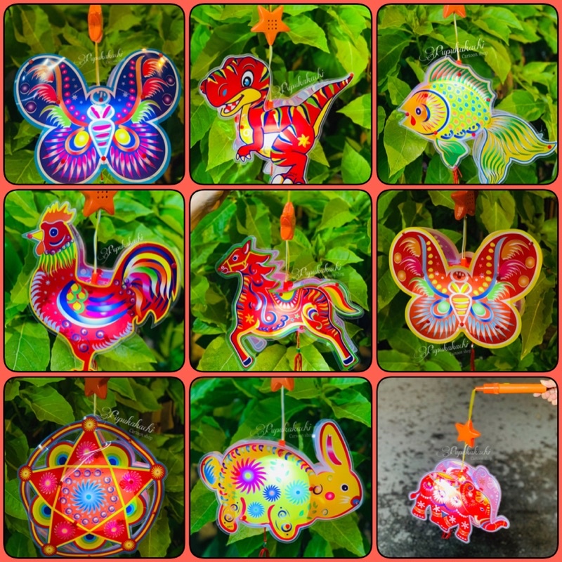 Lồng Đèn Trung Thu Nhựa Kiếng Sẵn Pin Nhiều Mẫu Gấu Dâu, Doraemon, Cá, Lân, Voi, Khủng Long, Ngôi Sao Dễ Thương