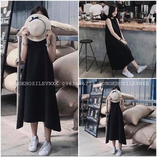 VÁY MAXI SUÔNG ĐEN FORM THỤNG DÁNG DÀI SÁT NÁCH BASIC HOT