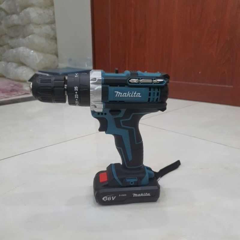 MÁY KHOAN PIN MAKITA 36V - 2 PIN - 1 SẠC  BAO GỒM 24 PHỤ KIỆN - 3 CHỨC NĂNG : BẮN VÍT , KHOAN , BÚA - BẢO HÀNH 6 THÁNG