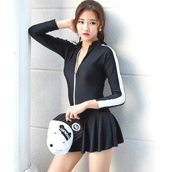 Đồ Đi Biển Nữ Kẻ Sọc, Bikini Liền Thân, Áo Tắm, Monokini Dài Tay SAVVY Mẫu Hàn Quốc Xinh