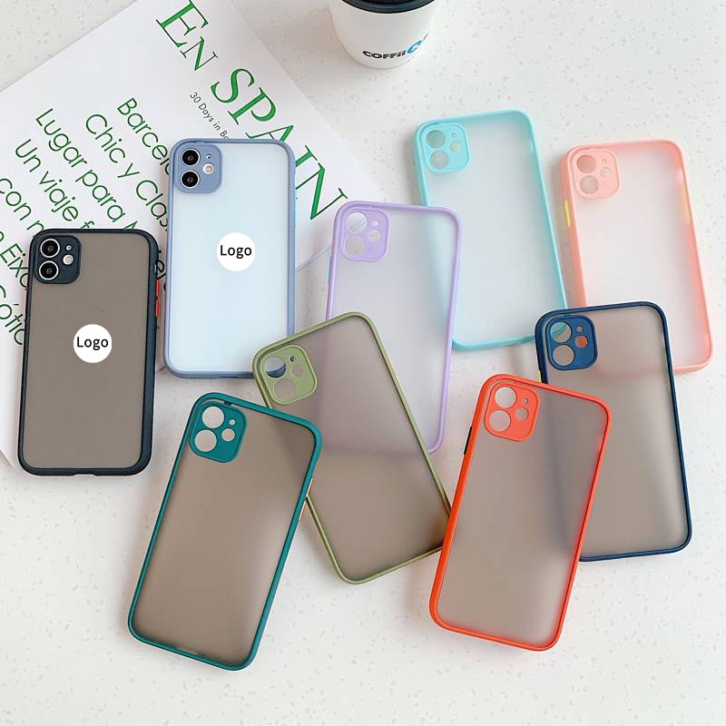 Ốp điện thoại PC nhám TPU màu tương phản bảo vệ camera thích hợp cho iPhone 12 Mini 11 Pro Max XR XSMax 6S 8 7 Plus SE2