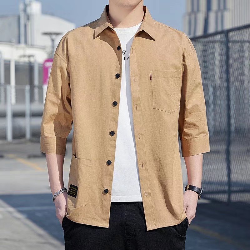 Áo Sơ Mi Nam Tay Lửng Kiểu Dáng Thời Trang Phong Cách Hàn Quốc