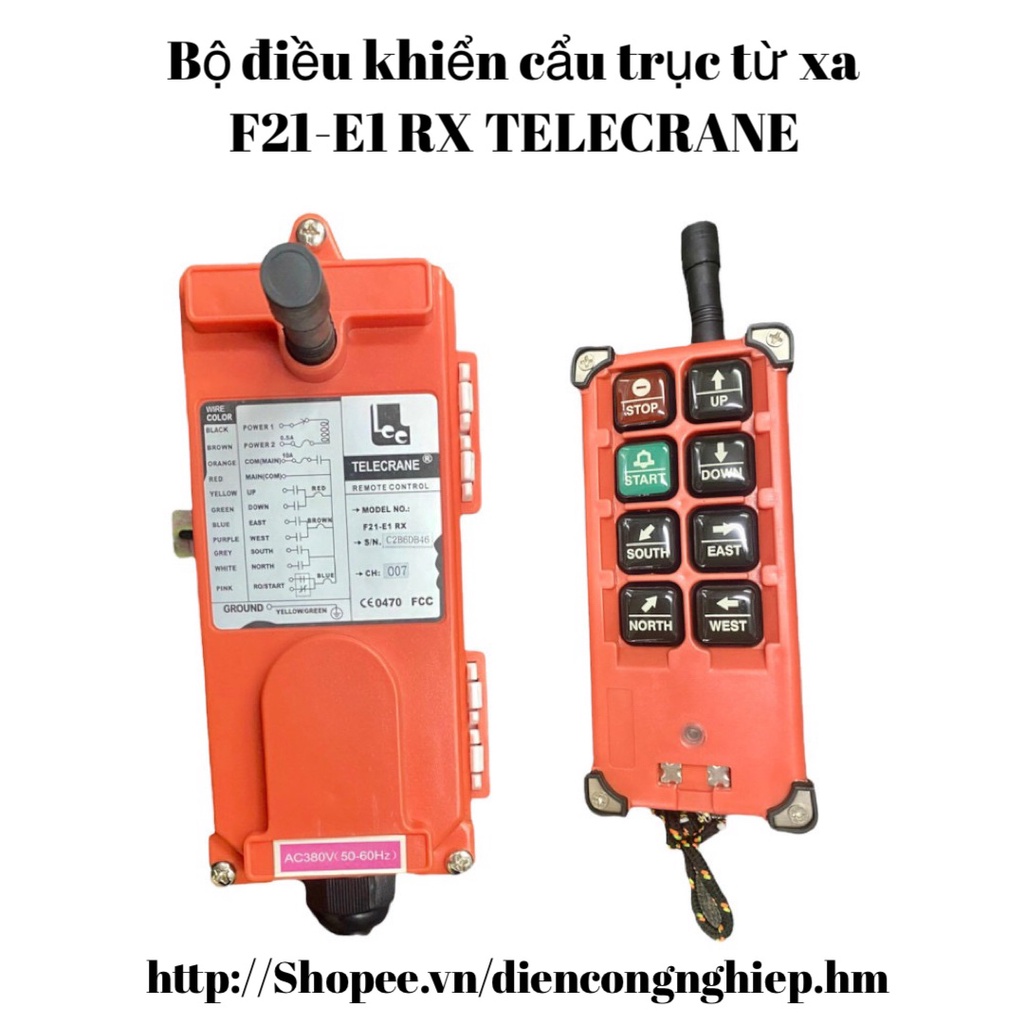 Điều khiển cầu trục từ xa TELECRANE F21-E1 RX điện áp 380V - Hàng Chính Hãng, Bộ cẩu trục (1 thu - 1
