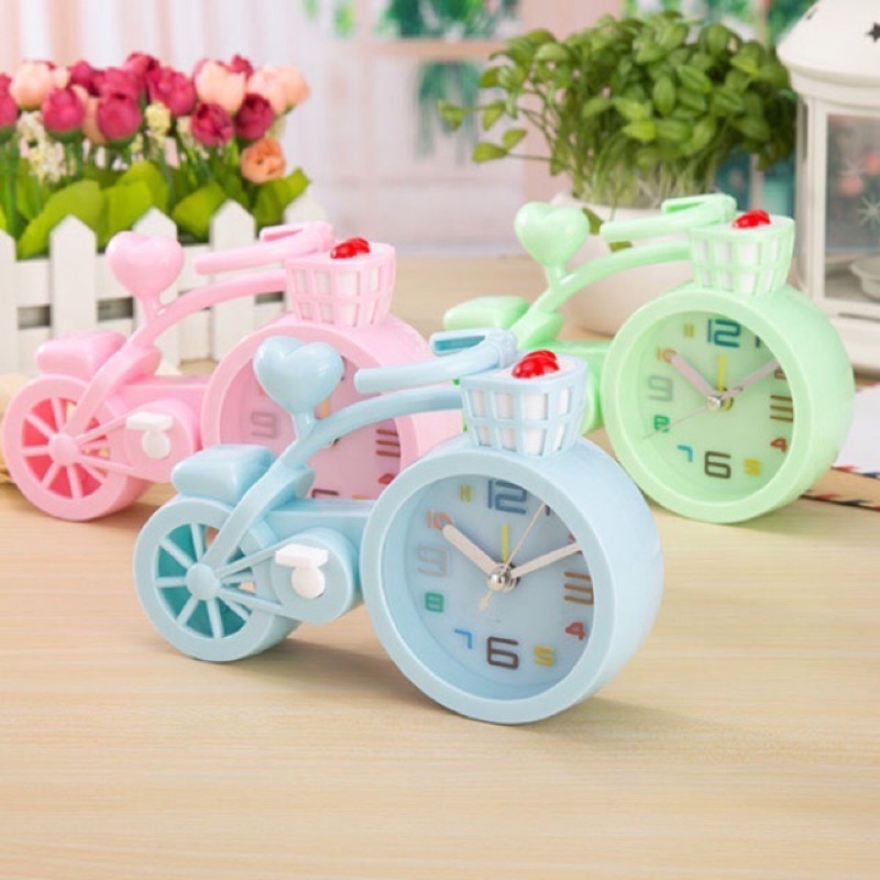 Đồng hồ báo thức xe đạp bike clock để bàn (xe có giỏ)giao màu ngẫu nhiên