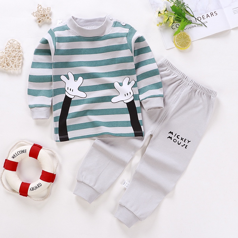 Bộ Đồ Ngủ Cotton In Họa Tiết Chấm Bi Hoạt Hình Dễ Thương Cho Bé Sơ Sinh