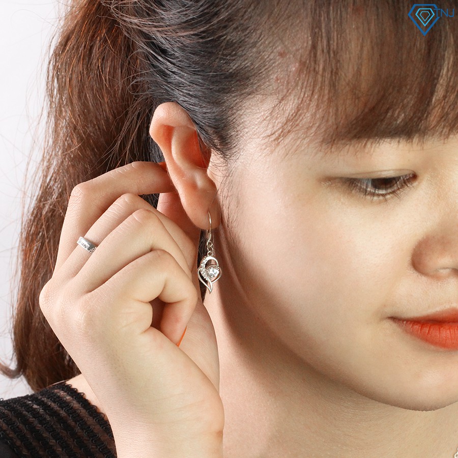 Khuyên tai nữ bạc 925 đính đá đẹp BTN0132 Trang Sức TNJ
