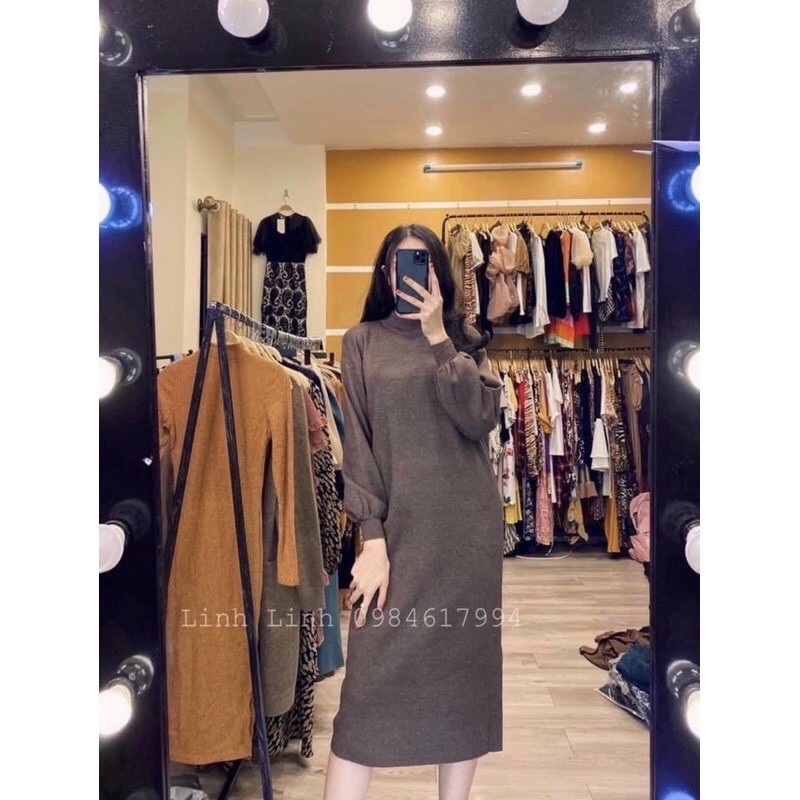 Váy len dài dáng suông