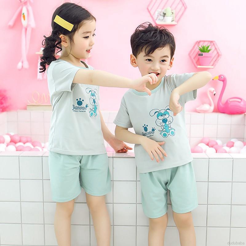 Set Áo Thun Tay Ngắn &amp; Quần Short Cho Bé Trai &amp; Gái Từ 2-10 Tuổi