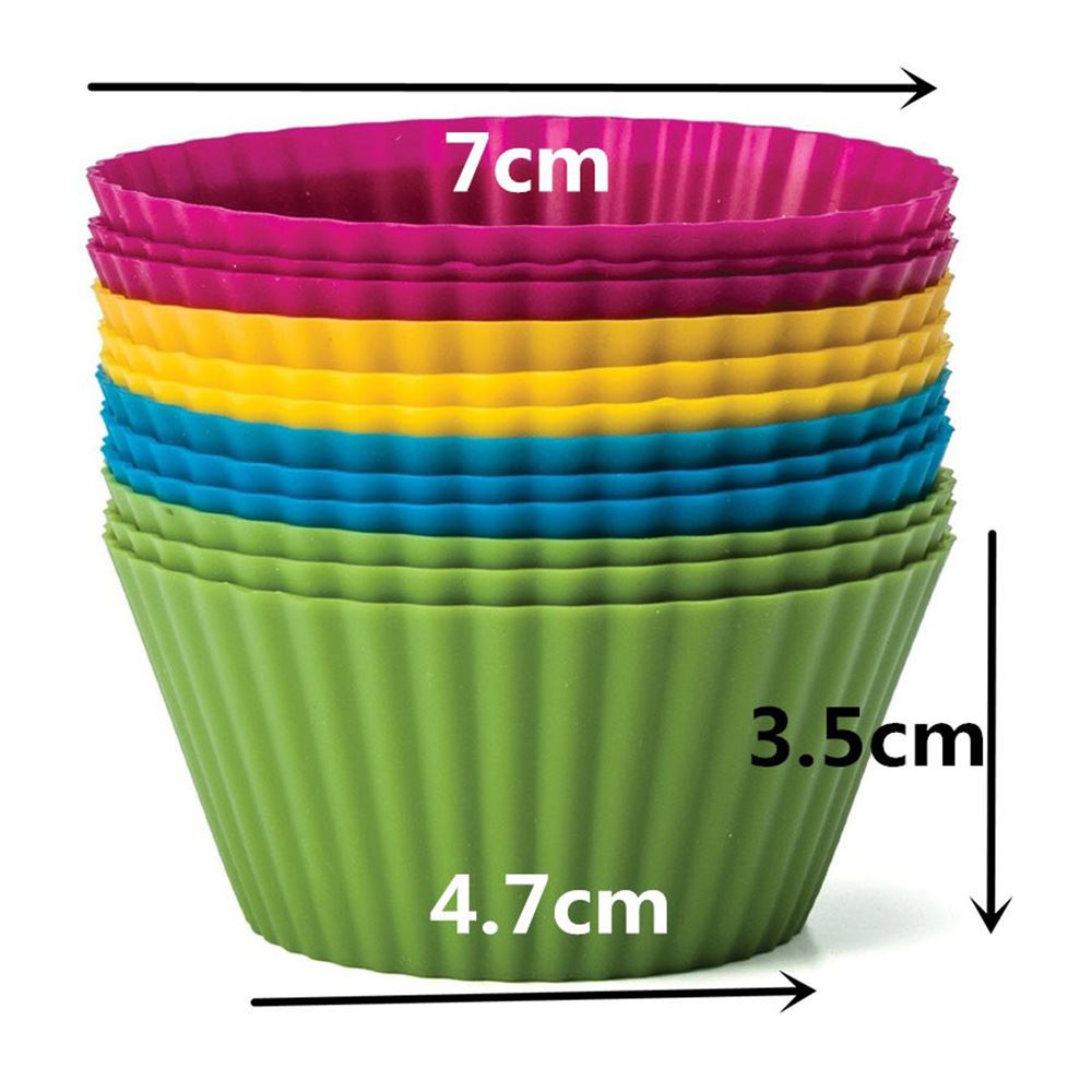 Set 12 Khuôn Silicone Làm Bánh Cupcake Nhiều Màu Tiện Dụng