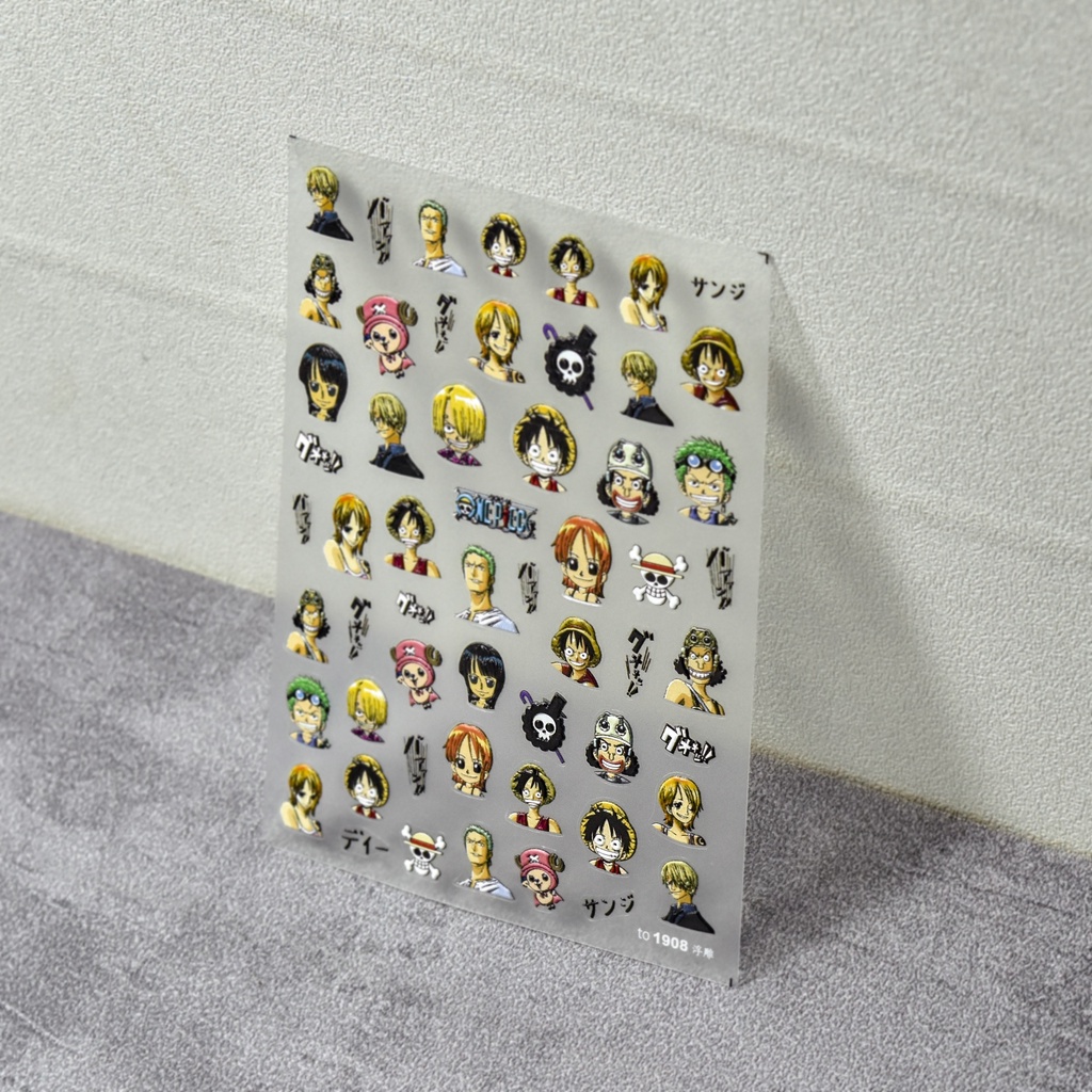 Set 1905 Miếng Dán Móng Tay Dập Nổi Họa Tiết Hoạt Hình One Piece