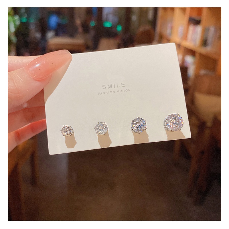 Khuyên Tai Nam Châm Đính Đá zircon Lấp Lánh 6 / 7 / 8mm Thời Trang Cho Nam Nữ