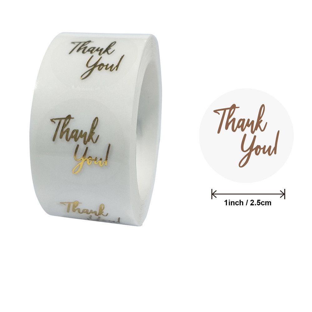 Bộ 500 hình dán ghi chữ &quot;Thanh you&quot; hình tròn trang trí