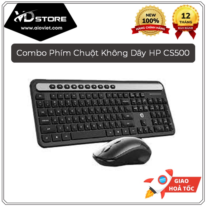 Combo bộ phím chuột không dây HP CS500 - Hàng chính hãng, BH 12 tháng