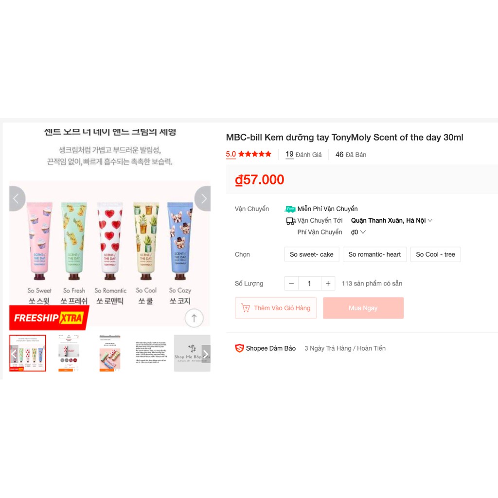 MBC Kem dưỡng tay TonyMoly Scent of the day handcream 30ml | BigBuy360 - bigbuy360.vn
