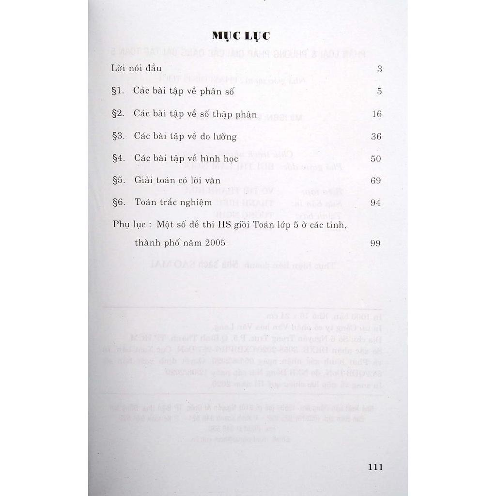 Sách Phân Loại &amp; Phương Pháp Giải Các Dạng Bài Tập Toán 5 (2020)