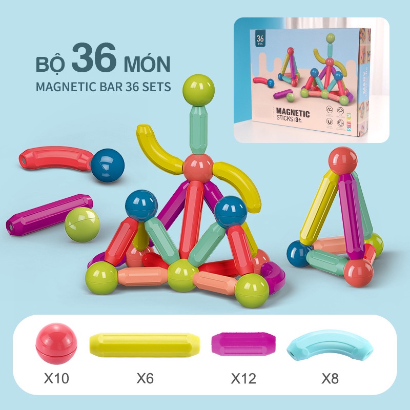 Đồ chơi xếp hình nam châm cho bé lắp ráp với nhiều chi tiết màu sắc DCGD06 KIDSGARDEN
