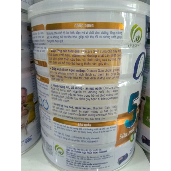 Sữa mát Oracare 5 Gain - hỗ trợ tăng cân hiệu quả 900g