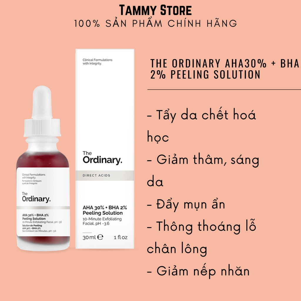 Tinh chất tẩy tế bào chết hóa học The Ordinary AHA 30% + BHA 2% Peeling Solution