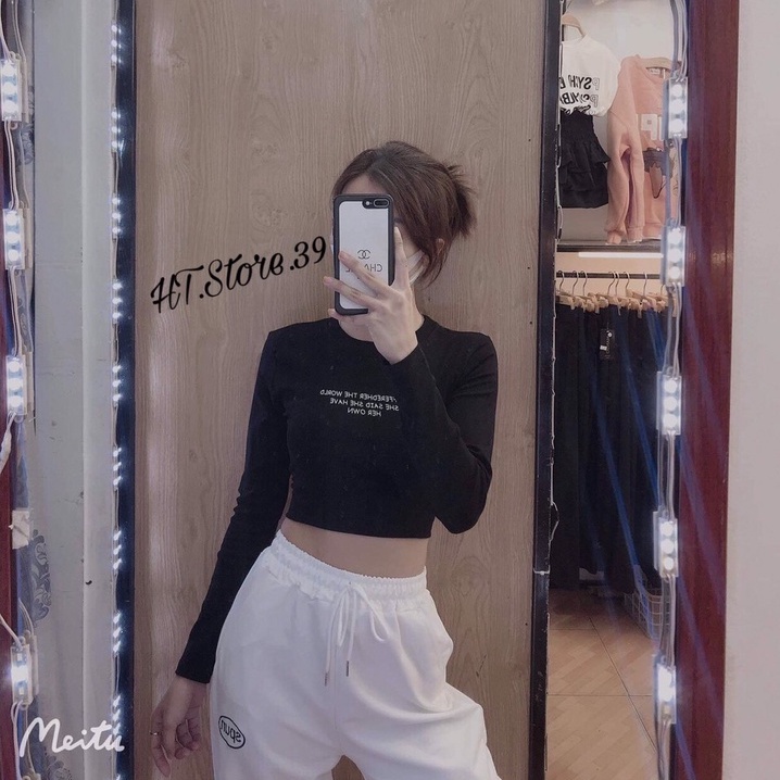 Áo Croptop Tay Dài 💖  💖FREESHIP Áo thun tay dài ôm Chất co dãn 4 chiều, thoáng mát Áo Mùa Thu 2022