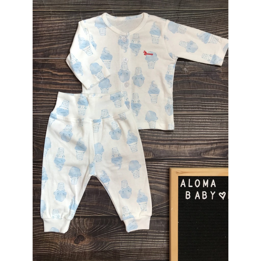 Bộ dài sơ sinh cotton bé trai bé gái 7-10kg quần lưng cao