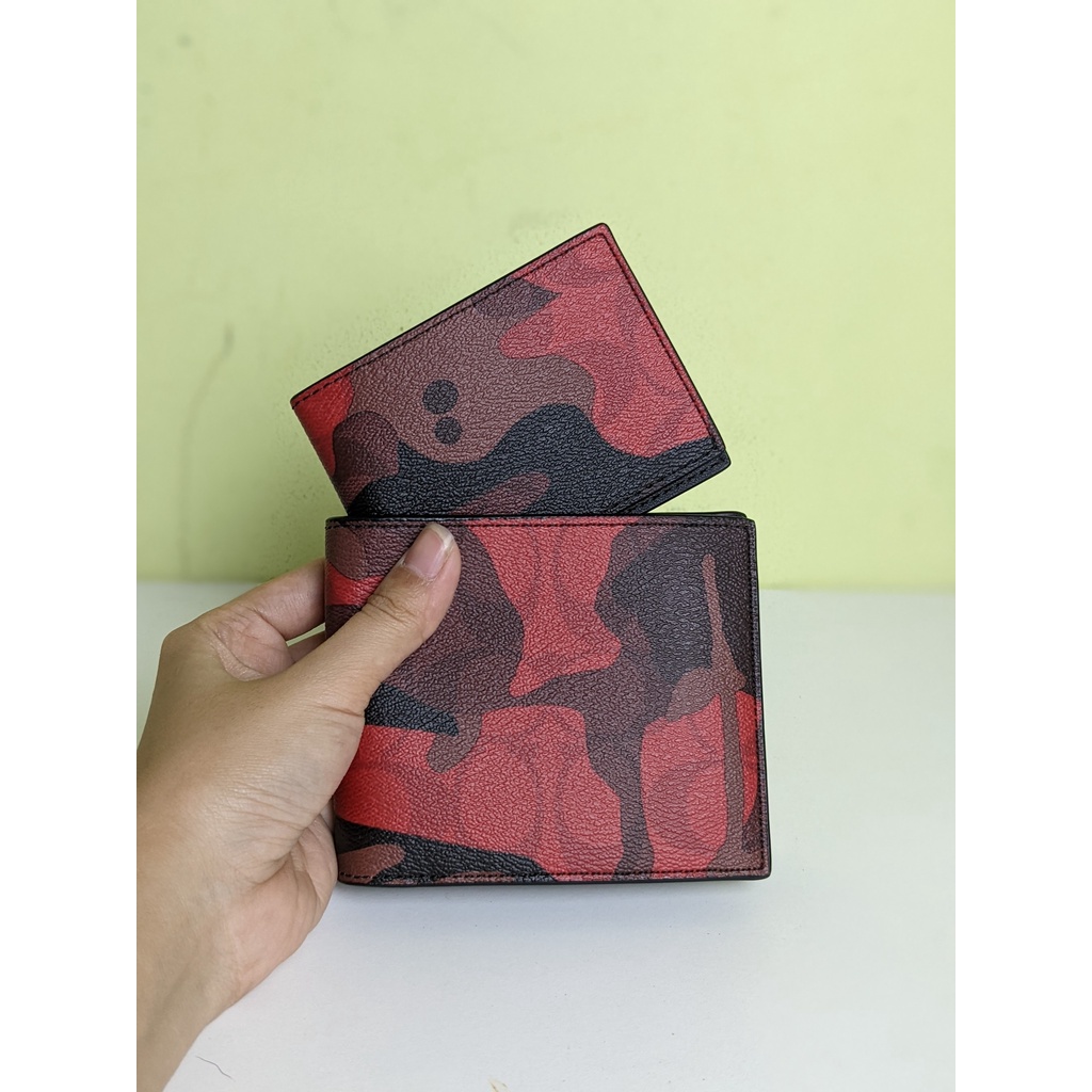 Ví Coach Nam Chính Hãng Fullbox Màu đỏ camo loang đen