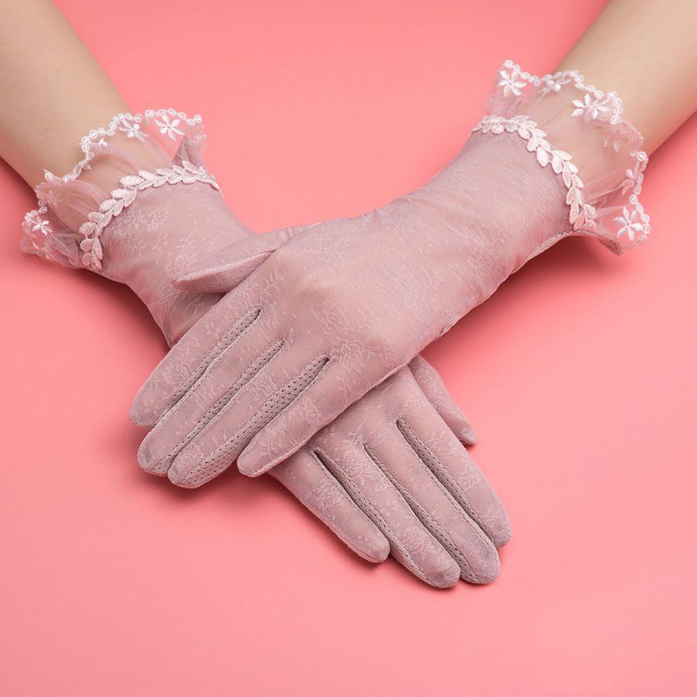 Găng Tay Lái Xe Vải Lụa Lạnh Thoáng Khí Thời Trang Xuân Hè Cho Nữ