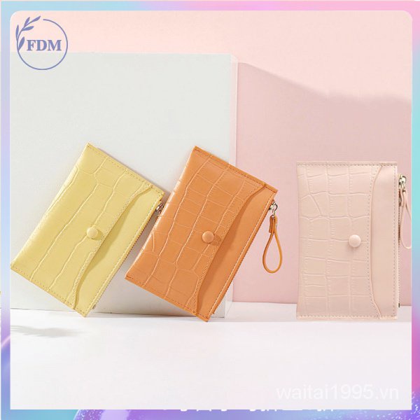 Ví ngắn đựng thẻ có khóa kéo họa tiết vân đá thời trang cho nữ