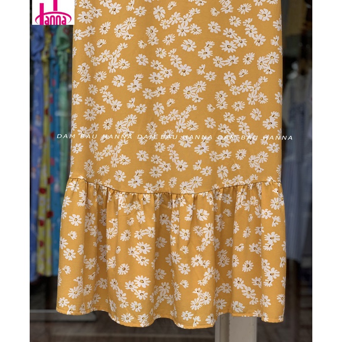 [Size 40 đến 85kg] Đầm bầu công sở vải lụa hoa mềm mát không nhăn co dãn nhẹ tùng đuôi cá dễ thương có size 80kg